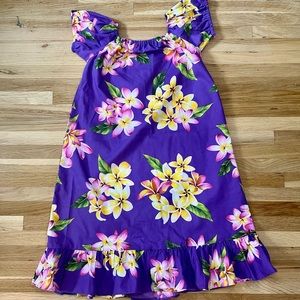 Purple Floral Hawaiian Muumuu Dress